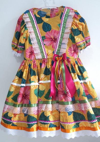 Vestido Caipira Flores 6 Anos