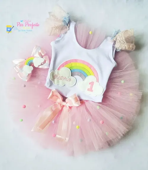 Fantasia Tutu Arco-íris Luxo