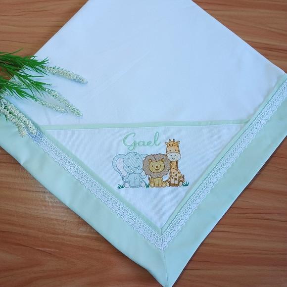 Cueiro Flanela para Bebê Personalizado Safari Verde
