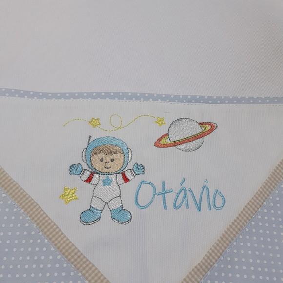 Cueiro Flanela para Bebê Personalizado Astronauta Menino