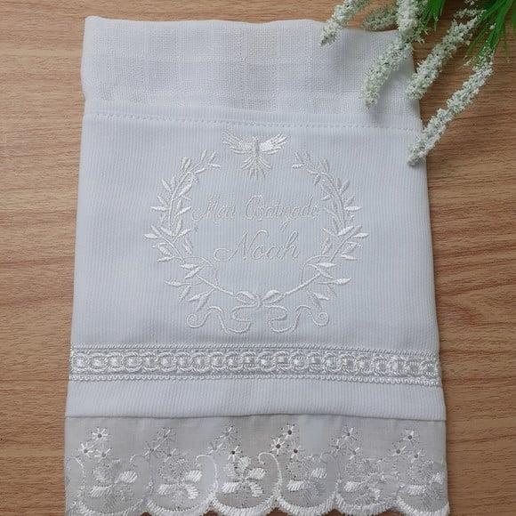 Fralda Bordada para Batizado Personalizada Bebê Menino