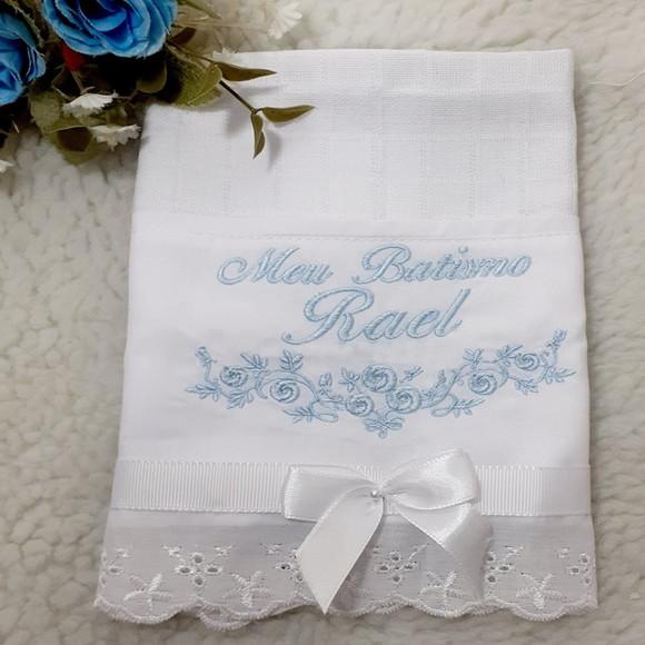 Fralda Bordada para Batizado Personalizada Bebê Menino