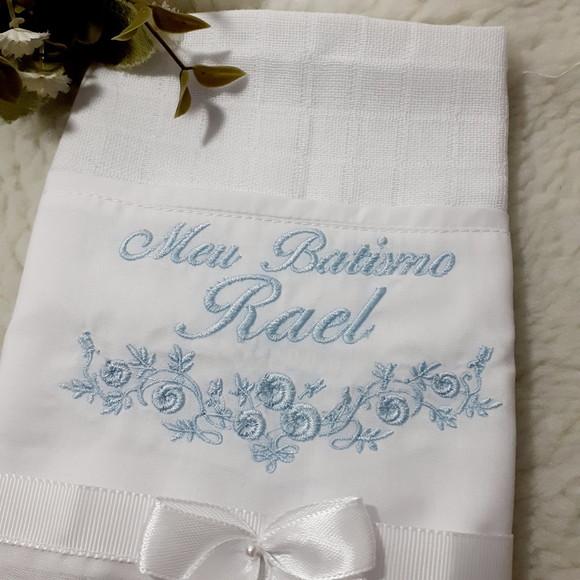 Fralda Bordada para Batizado Personalizada Bebê Menino
