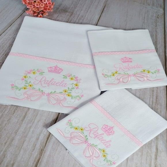 Fralda Ombro e Boca com Nome Personalizada Floral