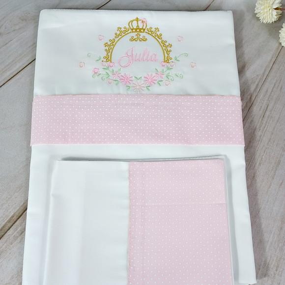 Jogo de Lençol de Carrinho Mini Berço Personalizado Floral