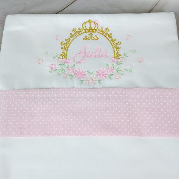 Jogo de Lençol de Carrinho Mini Berço Personalizado Floral