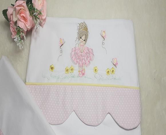 Jogo de Lençol de Carrinho Bailarina Princesa Menina Rosa