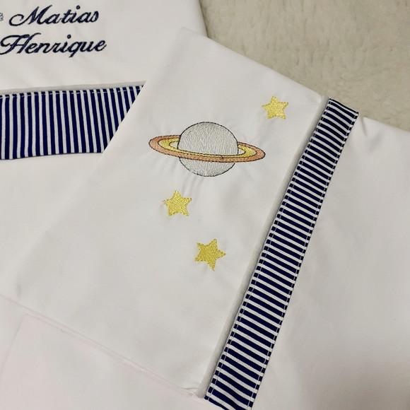 Jogo de Lençol Mini Berço Personalizado Astronauta Menino