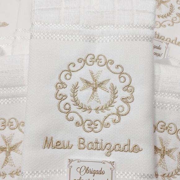 Kit 10 Lembranças Meu Batizado Toalha Bordada