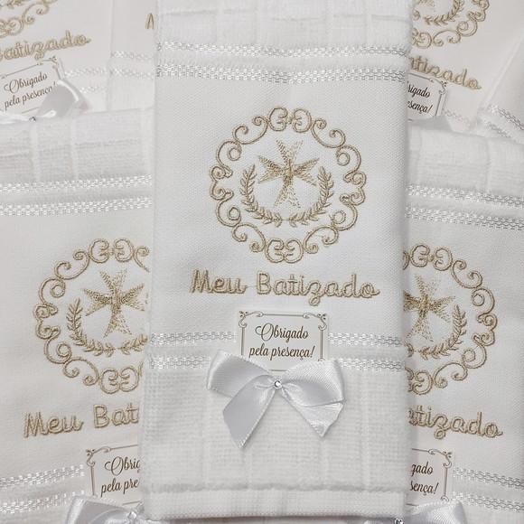 Kit 10 Lembranças Meu Batizado Toalha Bordada