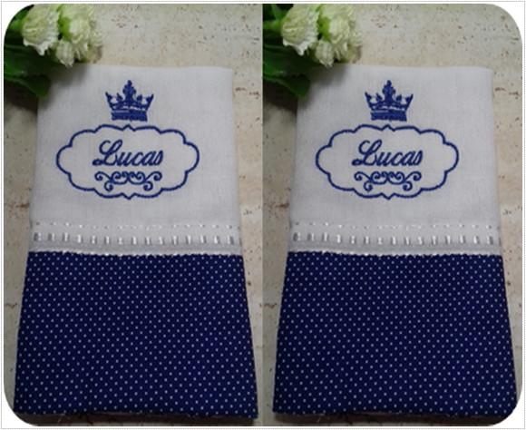Kit 2 Fraldas de Boca Personalizada Azul Marinho Menino