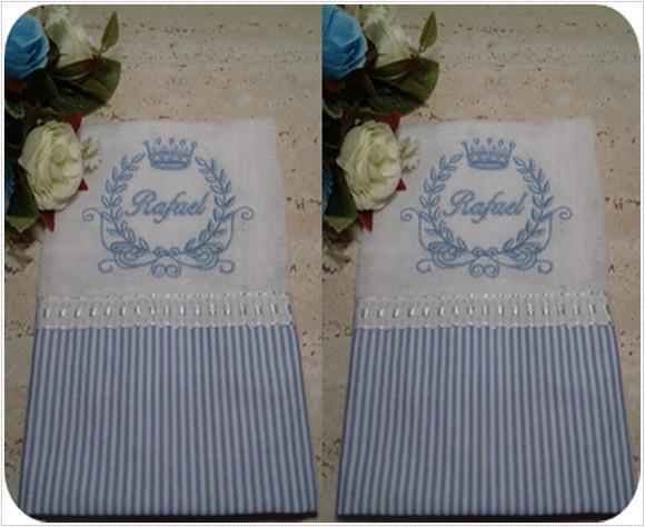 Kit 2 Fraldas de Boca Bordada Personalizado Menino