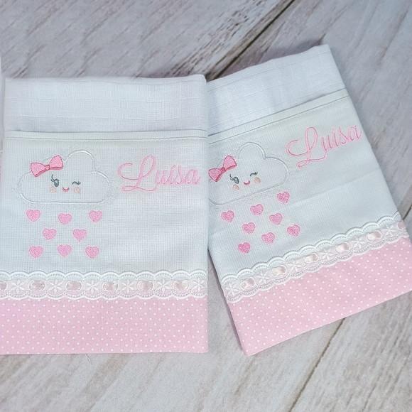Kit 2 Fraldas de Boca Fralda Personalizada Chuvinha de Amor