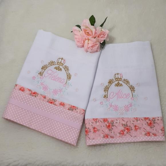 Kit 2 Fraldas Ombro Personalizada Bordada