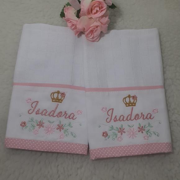 Kit 2 Fraldas Ombro Personalizada Bordada