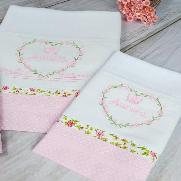 Kit 2 Fraldas Ombro Princesinha Floral Personalizado