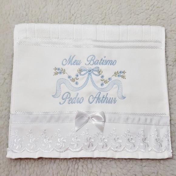 Kit 2 Toalhas de Batizado Personalizada para Gêmeos