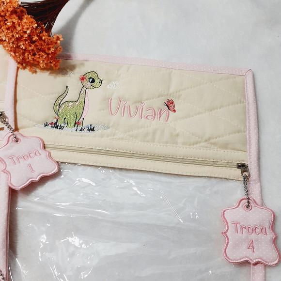 Kit 4 Saquinho Maternidade Personalizado Dinossauro Menina