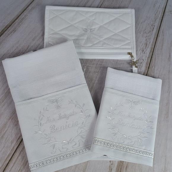 Kit Batizado Fralda Personalizadas Branca e Embalagem