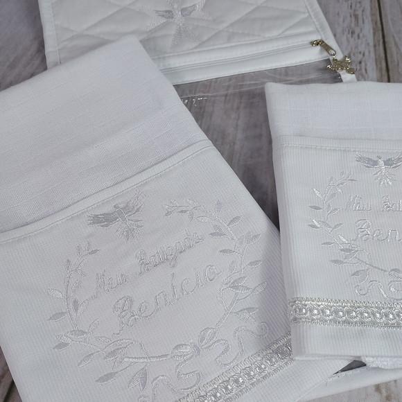 Kit Batizado Fralda Personalizadas Branca e Embalagem