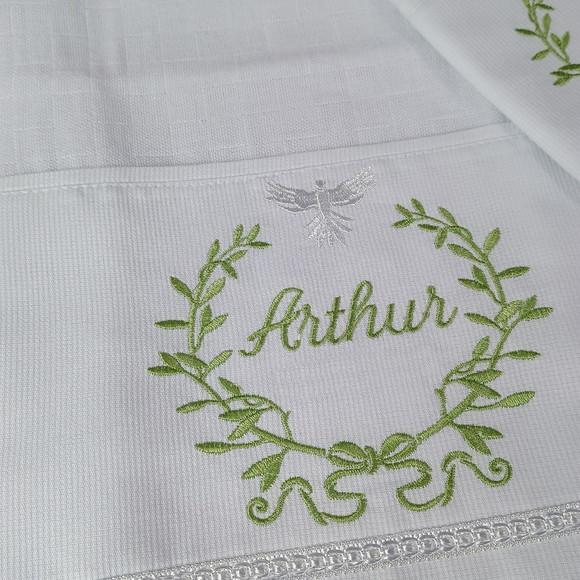 Kit Batizado Fralda Personalizadas Verde e Embalagem