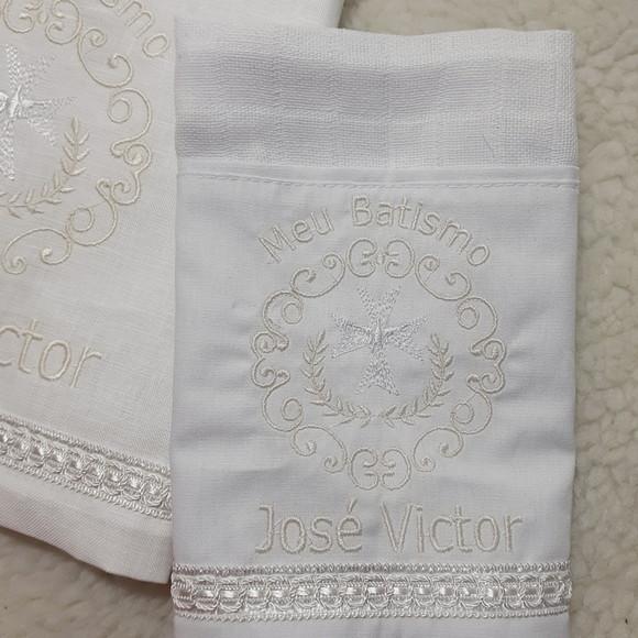 Kit Batizado Toalha de Linho e Fralda Personalizada