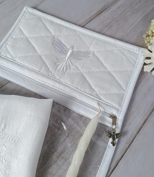 Kit Batizado Toalha de Linho, Vela e Embalagem Personalizada
