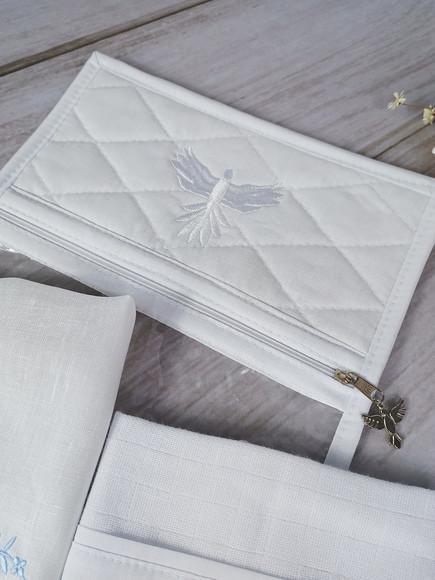 Kit Batizado Toalha Linho Personalizada Fralda e Embalagem
