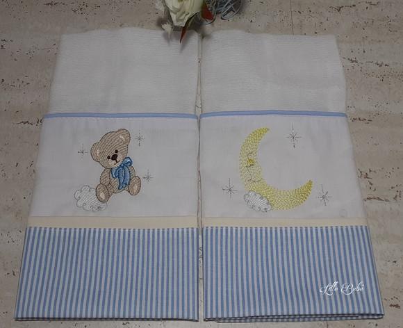 Kit Cueiro Flanelado Personalizado e Fraldas Ursinho na Lua