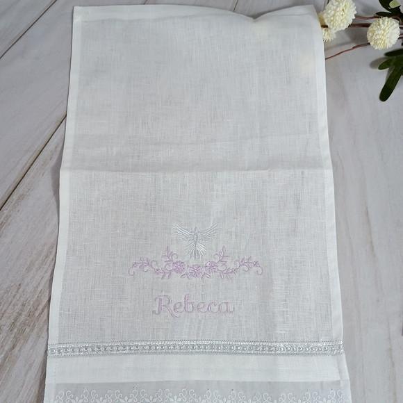 Kit de Batizado Lavanda Delicado Toalha Personalizada e Vela