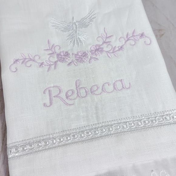 Kit de Batizado Lavanda Delicado Toalha Personalizada e Vela