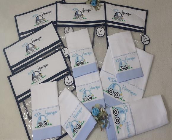 Kit Enxoval do Bebê Personalizado Fraldas e Saquinhos 12pçs