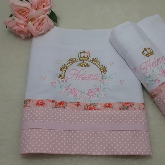 Kit Fralda Bordadas e Fraldinha de Boca Flores