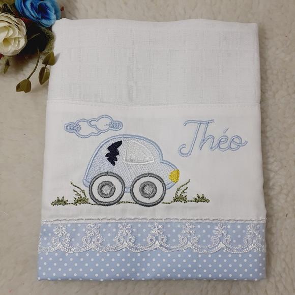 Kit Fralda de Ombro e Fralda Boca Personalizada Carrinho