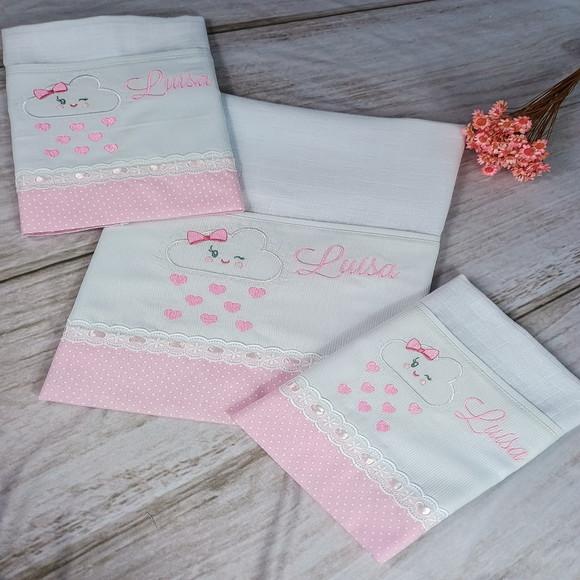 Kit Fralda Personalizada Chuvinha de Amor com Nome Bordado
