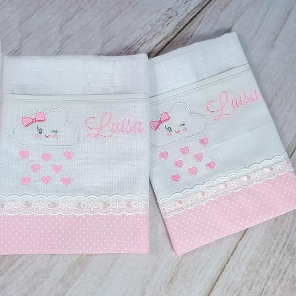 Kit Fralda Personalizada Chuvinha de Amor com Nome Bordado