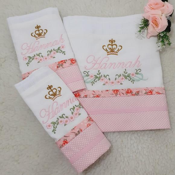 Kit Fraldas Bordadas Personalizadas Jardim de Flores