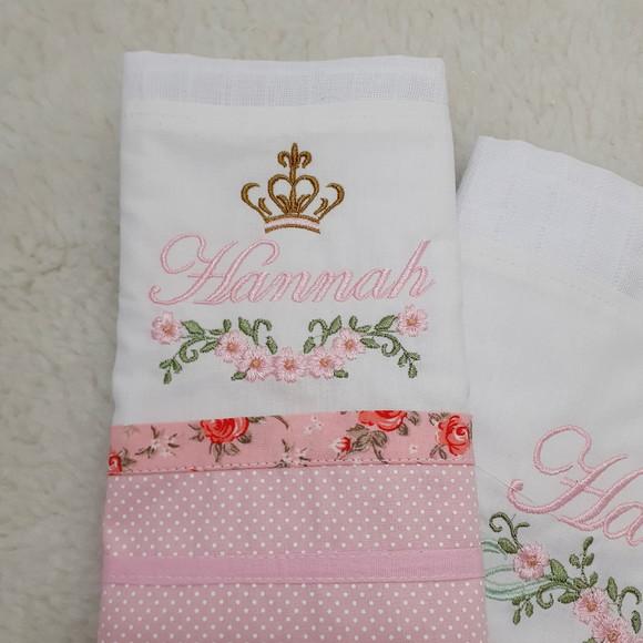 Kit Fraldas Bordadas Personalizadas Jardim de Flores
