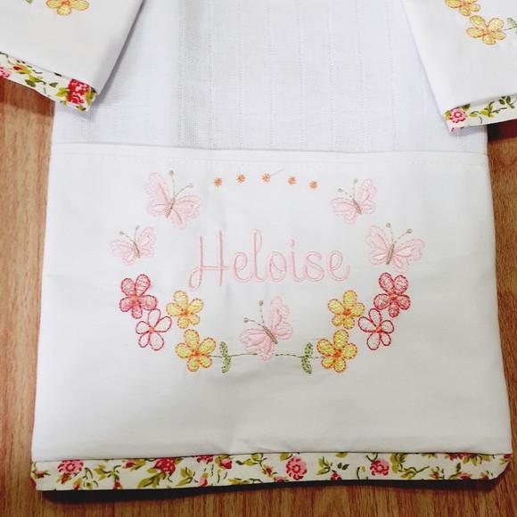 Kit Fraldas Bordadas Personalizadas Jardim Menina Rosa