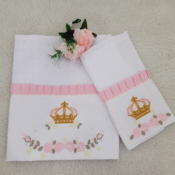 Kit Fraldas de Tecido Bordadas Menina Princesa Flores