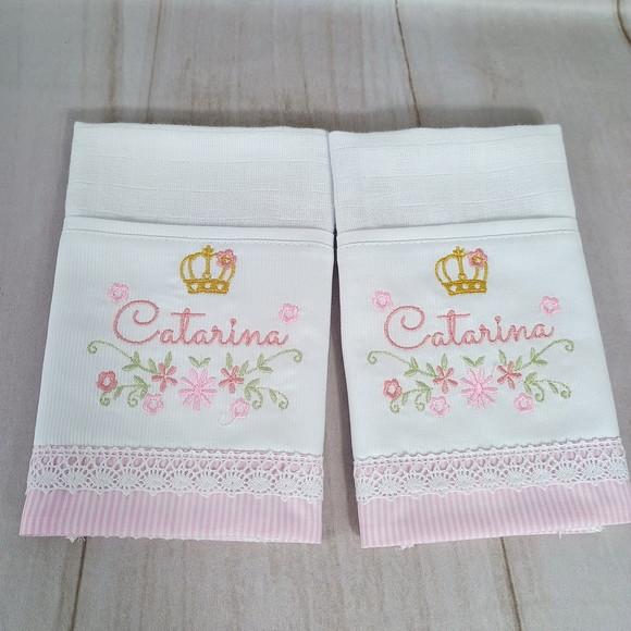 Kit Fraldas Personalizadas Bordado Floral Princesa Delicada