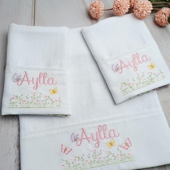 Kit Fraldas Personalizadas Jardim Delicado com Borboletas