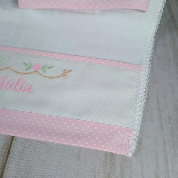 Kit Fraldas Personalizadas Rosa Floral Enxoval Bebê