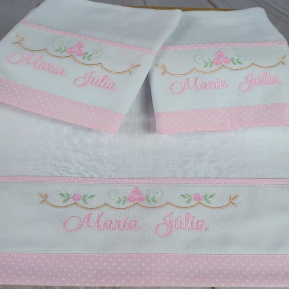 Kit Fraldas Personalizadas Rosa Floral Enxoval Bebê