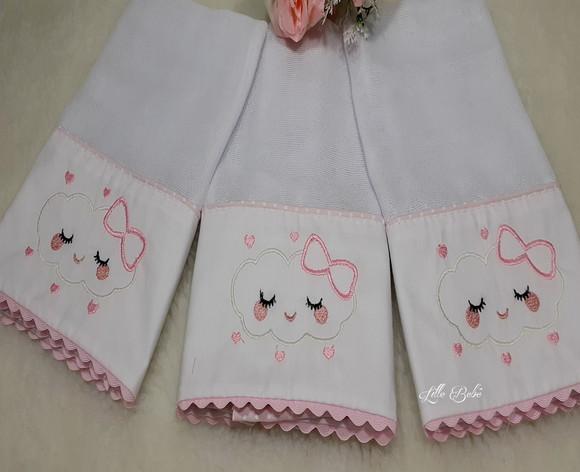 Kit Fraldinhas de Boca Chuva de Amor Menina Rosa