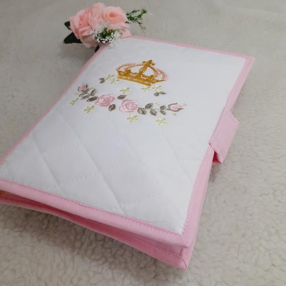 Kit Porta Fraldas e Trocador Portátil Flores Menina