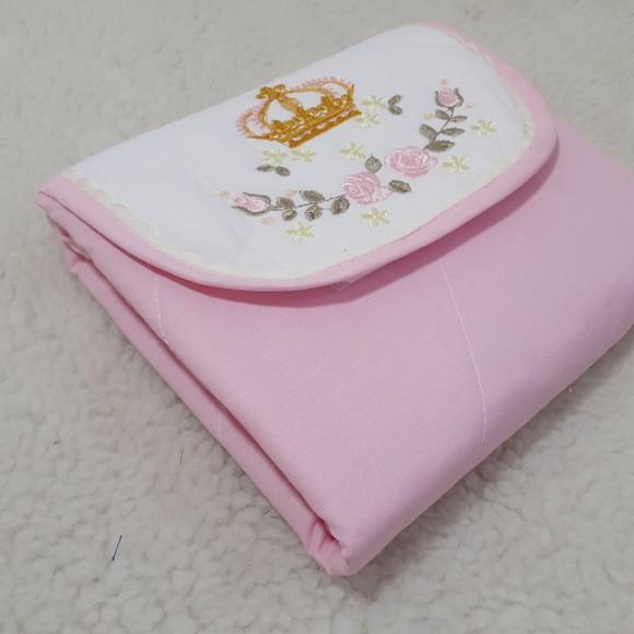 Kit Porta Fraldas e Trocador Portátil Flores Menina