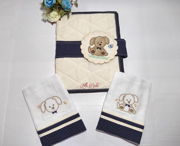 Kit Porta Fraldas e Lenço e Fraldinhas de Boca Presente Bebê