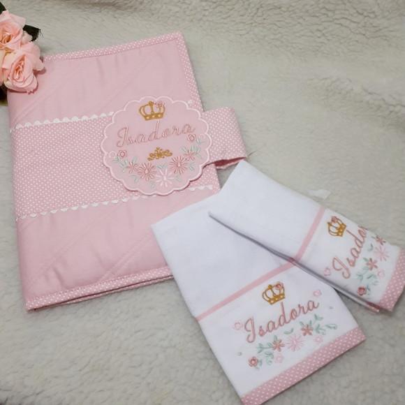 Kit Porta Fraldas Lenço Fraldinha de Boca e Fralda Passeio