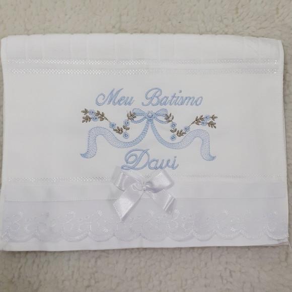 Kit Toalha Batizado Personalizada Menino e Vela Decorada